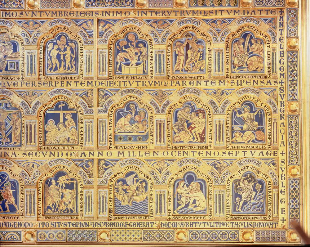 The Verdun Altar, Depicting Biblical Scenes, 1181 (right part of central panel) by Nicholas of Verdun