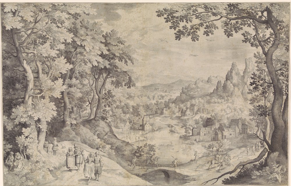 Landscape with Deer Hunt by Nicolaes de Bruyn