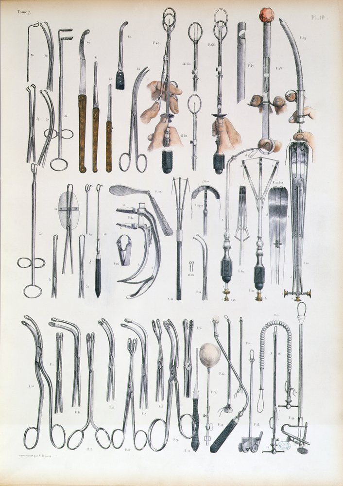 Surgical instruments for tonsil operations, plate from 