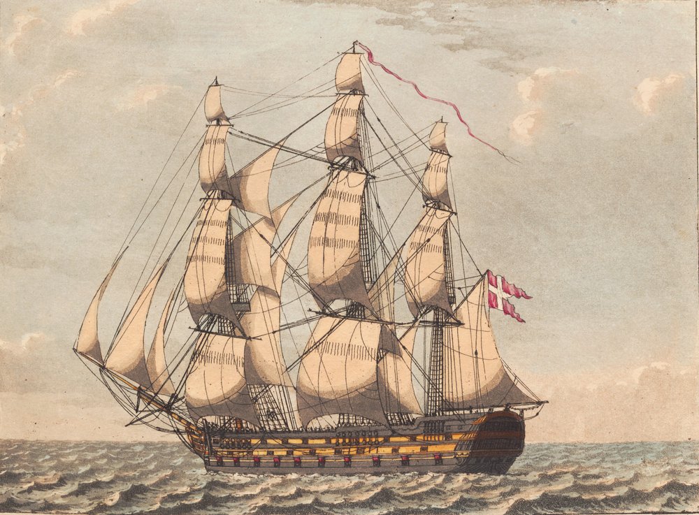 A Danish Leave Ship, Seen in Lee, with Side Wind