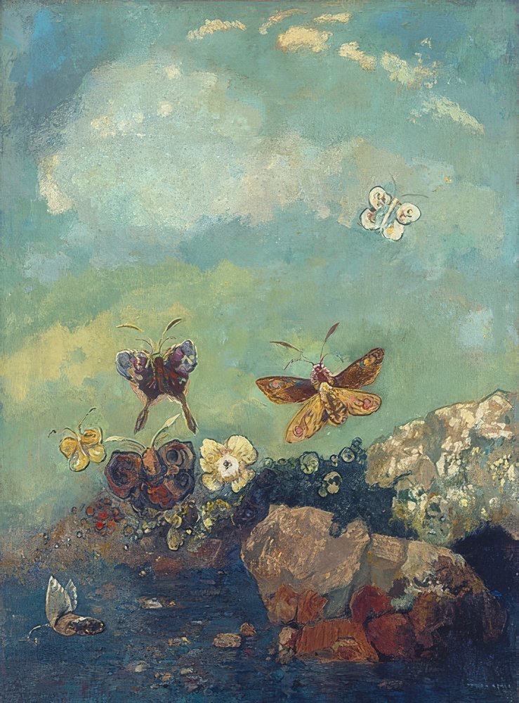 Butterflies. Circa 1910 by Odilon Redon