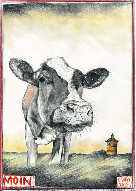 Hello / Cow / Pilsum Lighthouse by Ole West