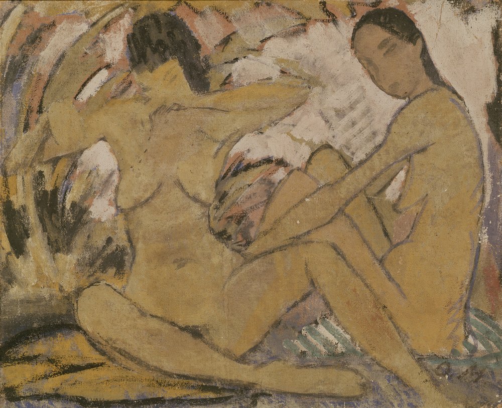 Two Women Sitting, c. 1914 by Otto Mueller