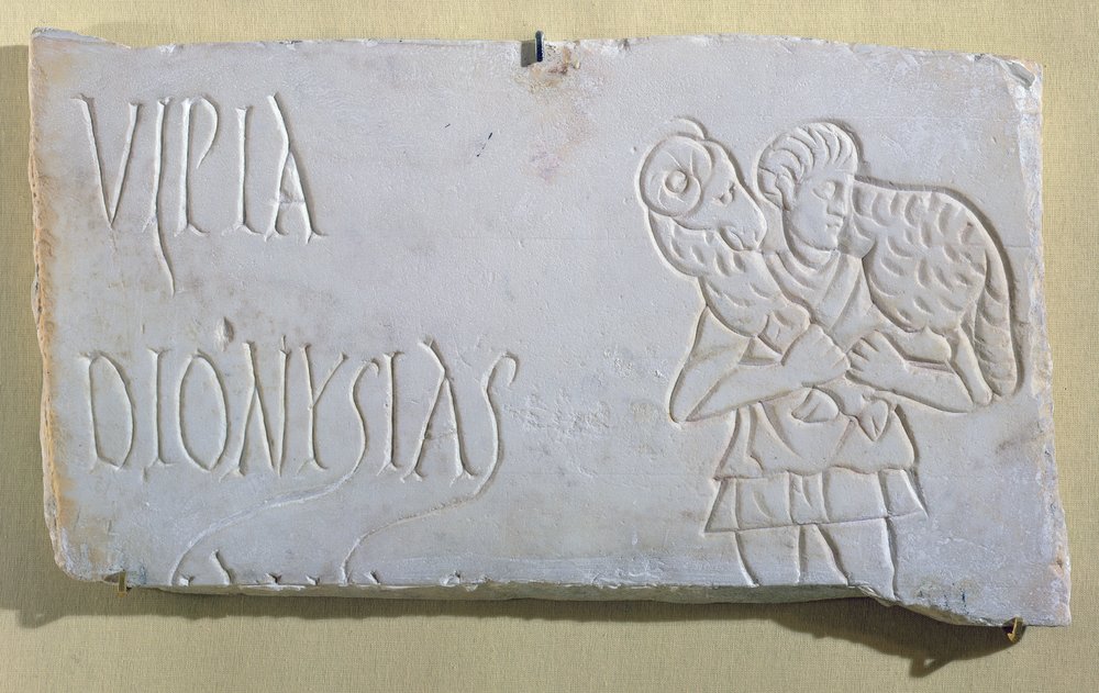 Epitaph with a relief of the Good Shepherd, from the Catacombs of Sousse, 3rd-4th century by Paleo-Christian