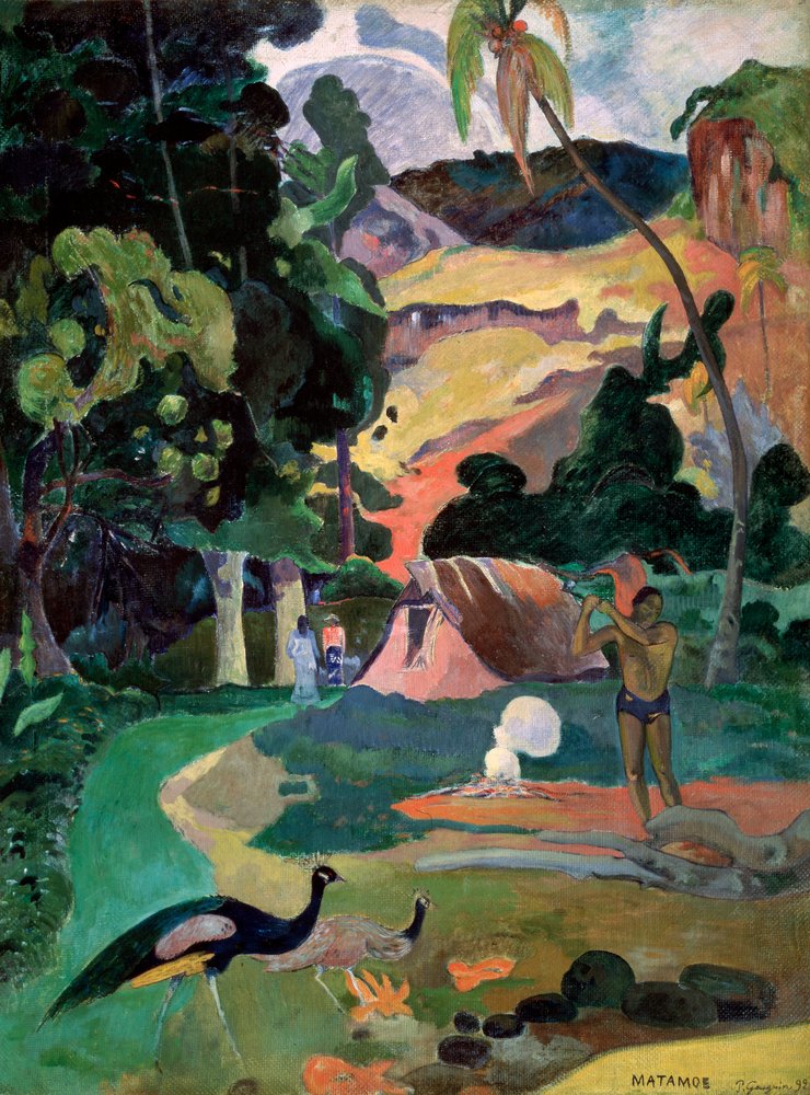 Matamoe - Death. Landscape with Peacocks, 1892 by Paul Gauguin