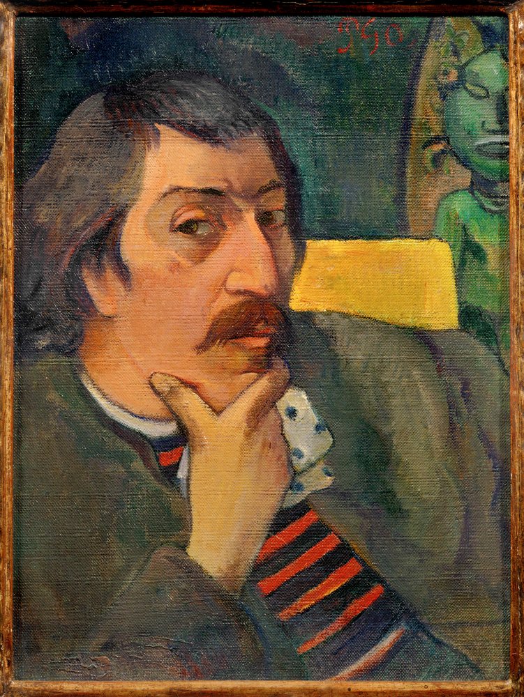 Self-Portrait with Tahitian Idol by Paul Gauguin
