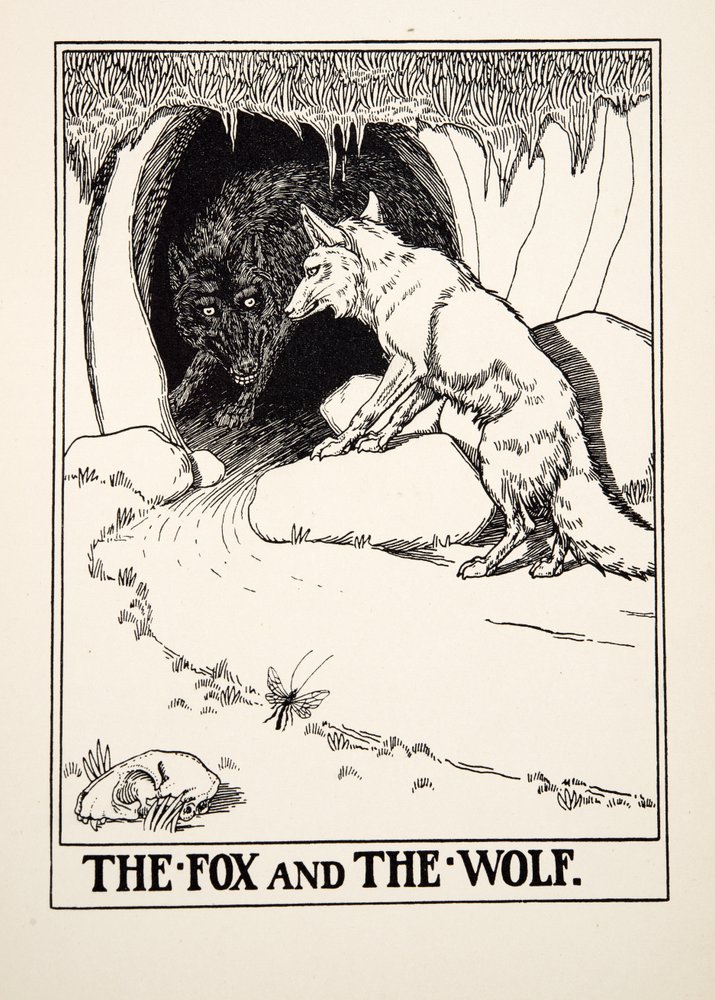 The Fox and the Wolf, from A Hundred Fables of Aesop, published 1903 by Percy J. Billingshurst