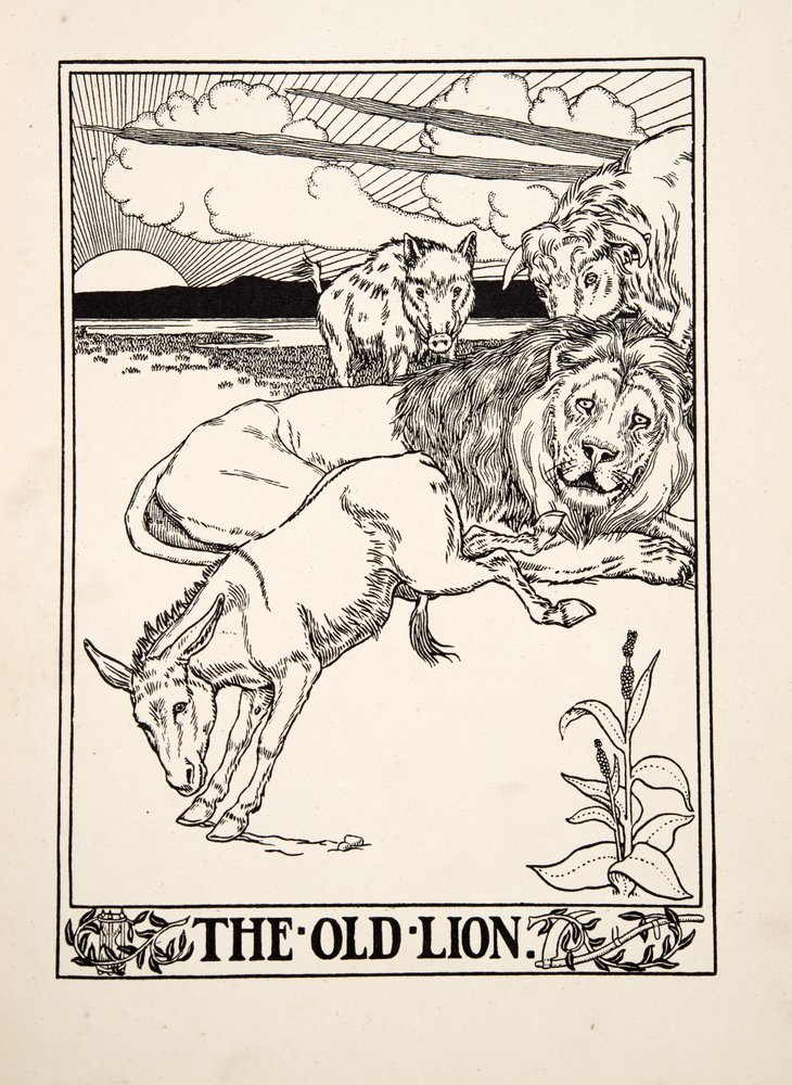 The Old Lion, from A Hundred Fables of Aesop, pub.1903 by Percy J. Billingshurst