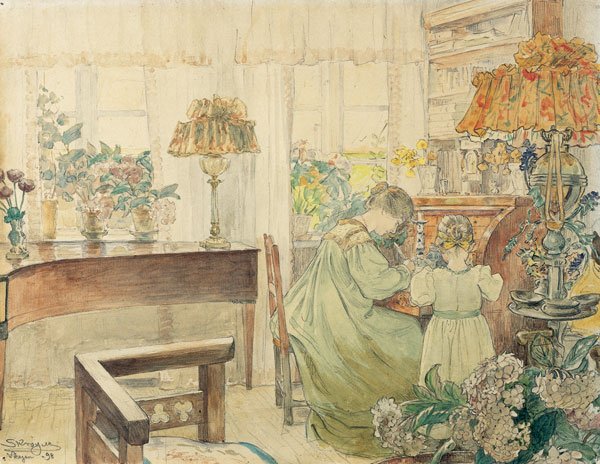 Marie and Vibeke Krøyer at the Desk in the House at Skagen Plantage by Peder Severin Krøyer