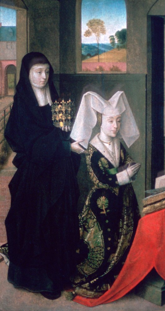 Isabel of Portugal with St Elizabeth by Petrus Christus