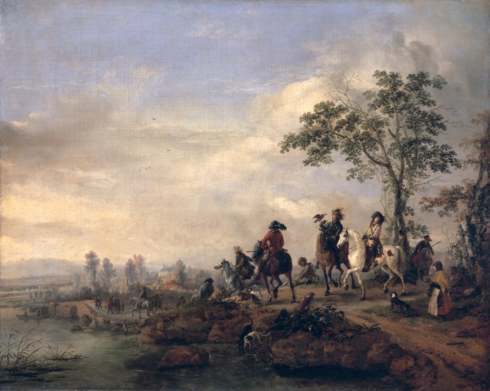 Falconers Return Home from the Hunt by Philips Wouwerman