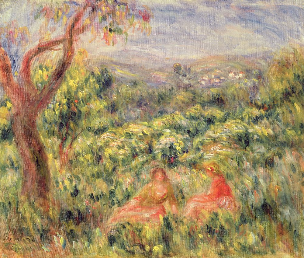 Two Girls Among Bushes by Pierre-Auguste Renoir