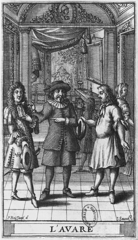 Moliere as Harpagon, frontispiece illustration from 'The Miser' by ...