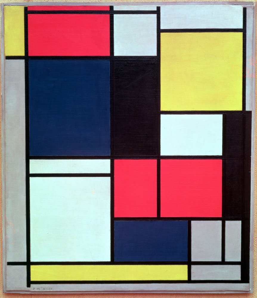 モンドリアン 「Tableau II」額付き 　高級アートプリント Tableau II by Piet Mondrian: Premium art reproduction