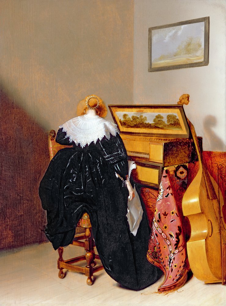 Lady Seated by a Virginal by Pieter Codde: Fine art print