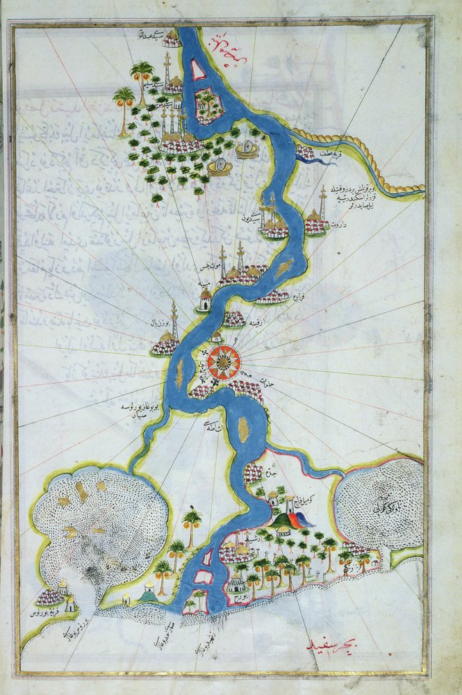 Map of the Nile from the Kitab-I Bahriye by Piri Reis