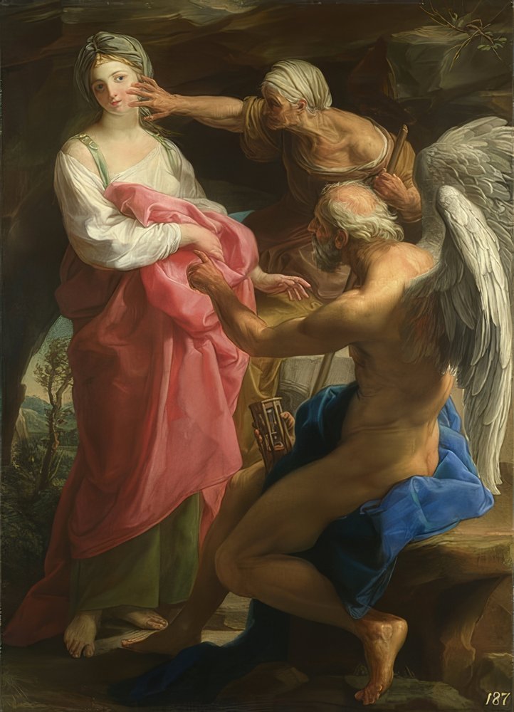 Time Commands Age to Destroy Beauty by Pompeo Girolamo Batoni