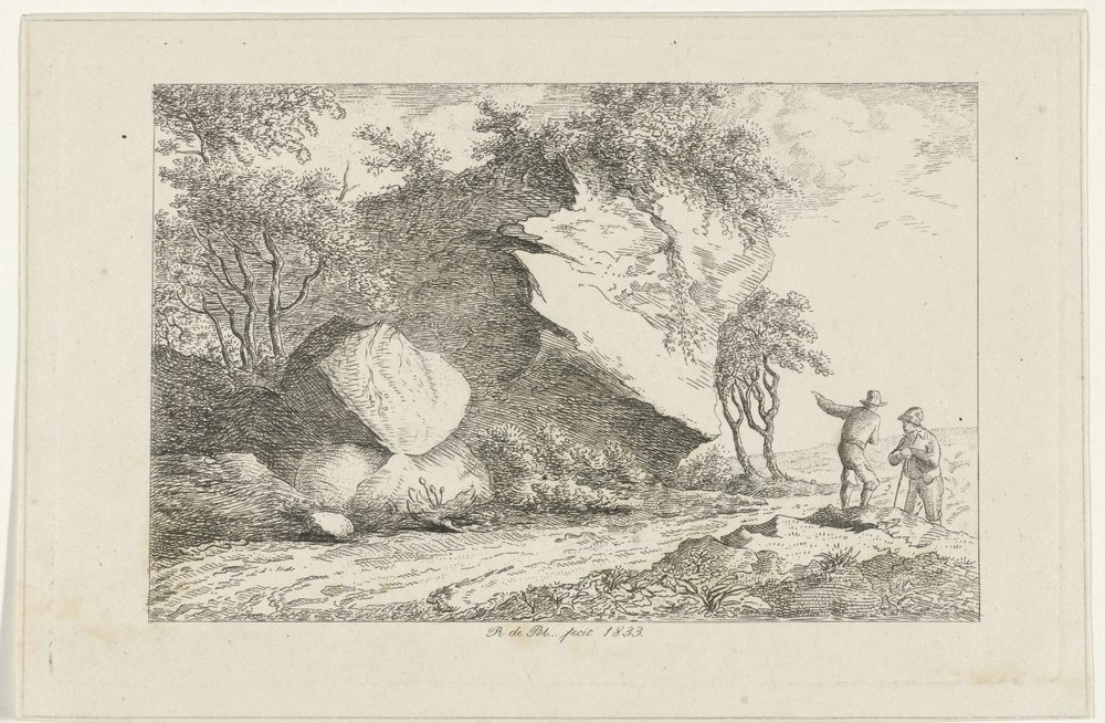 Landscape with Two Figures by a Rock by Reinierus Albertus Ludovicus baron van Isendoorn à Blois