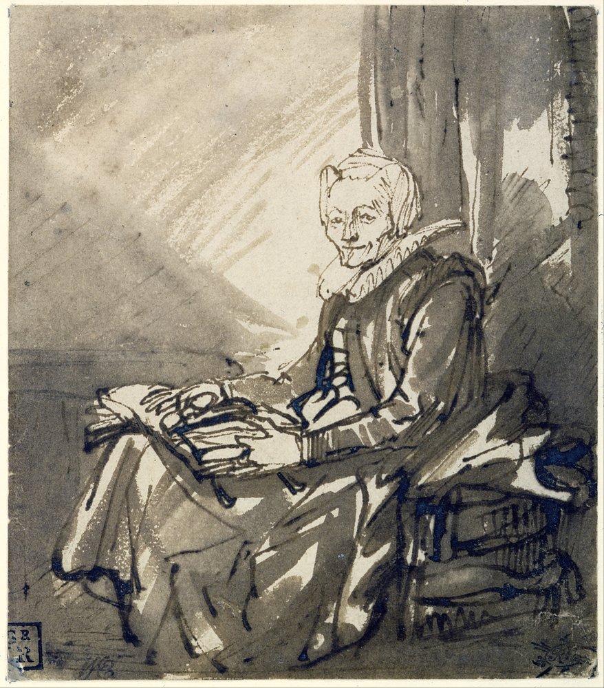 Seated Woman with an Open Book on her Lap, c.1639 by Rembrandt Harmensz. van Rijn