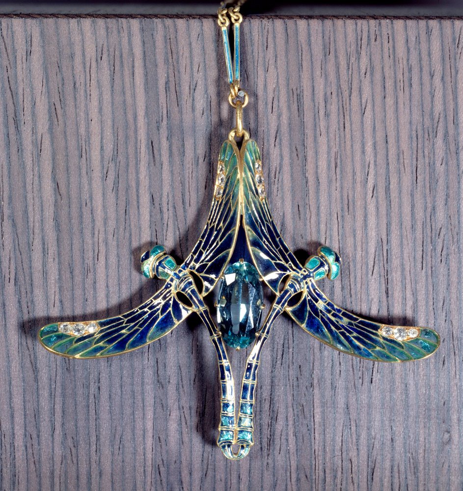 Art Nouveau: pendant “Dragonfly” in aquamarine, gold and enamel by Jules René Lalique (1860-1945), Paris, Musée d'Orsay by Rene Jules Lalique