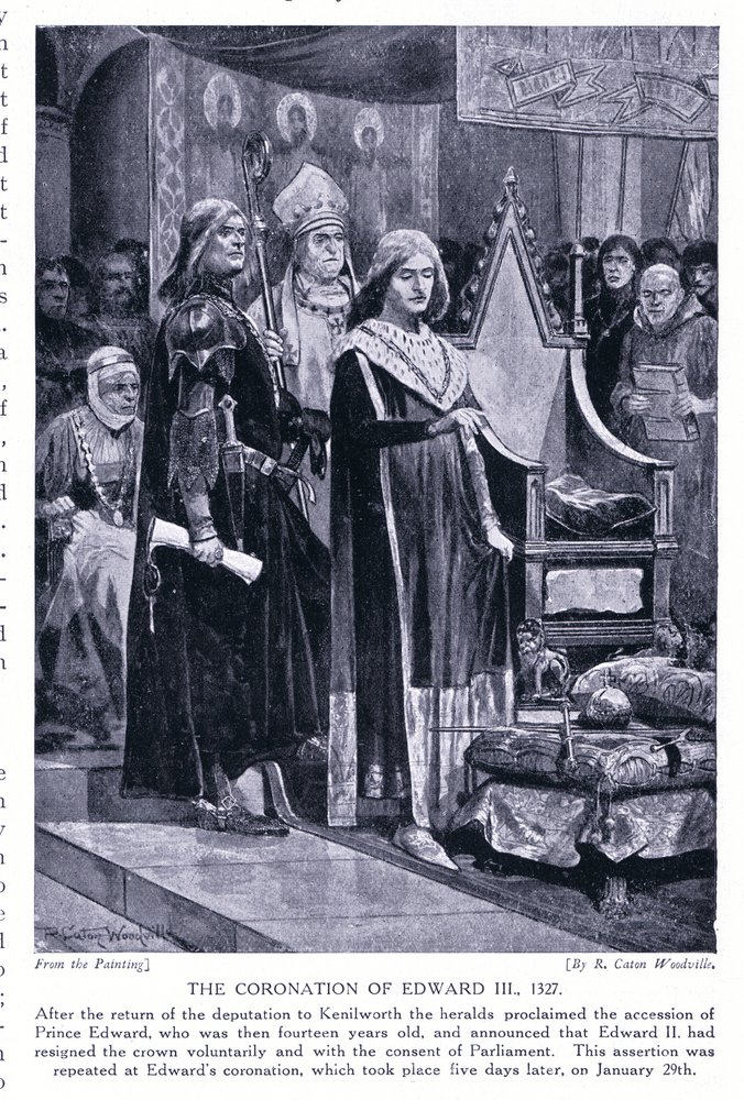 The coronation of Edward III, AD 1327, 1920s by Richard Caton Woodville junior