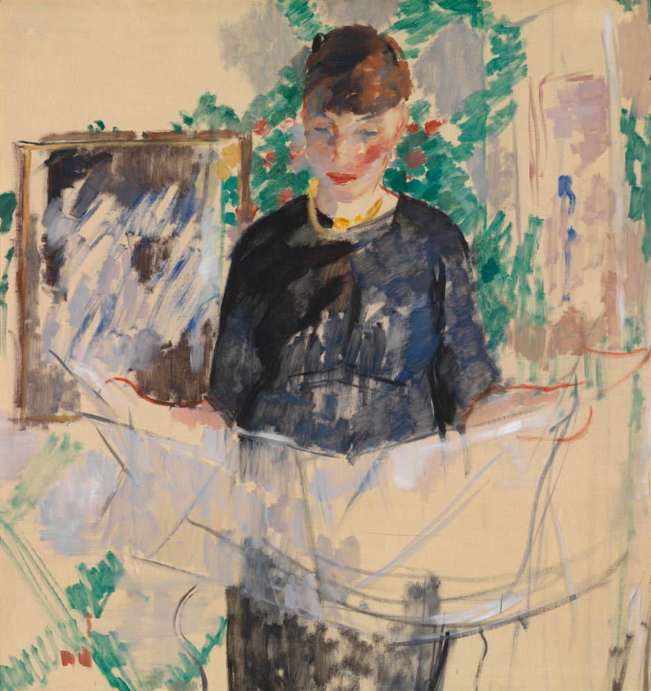 Woman in black reading the newspaper by Rik Wouters