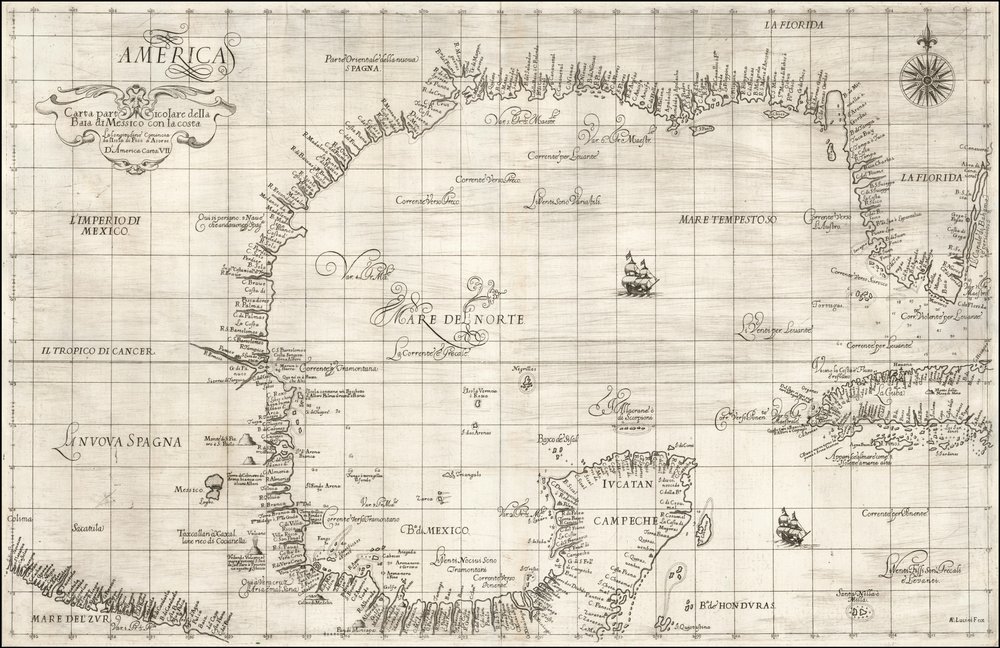 1646 Map of the Gulf of Mexico by Robert Dudley
