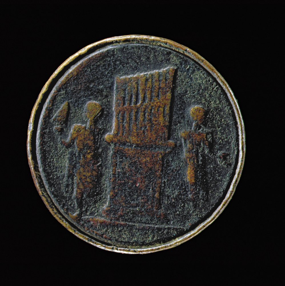 Roman coin depicting an organ by Roman