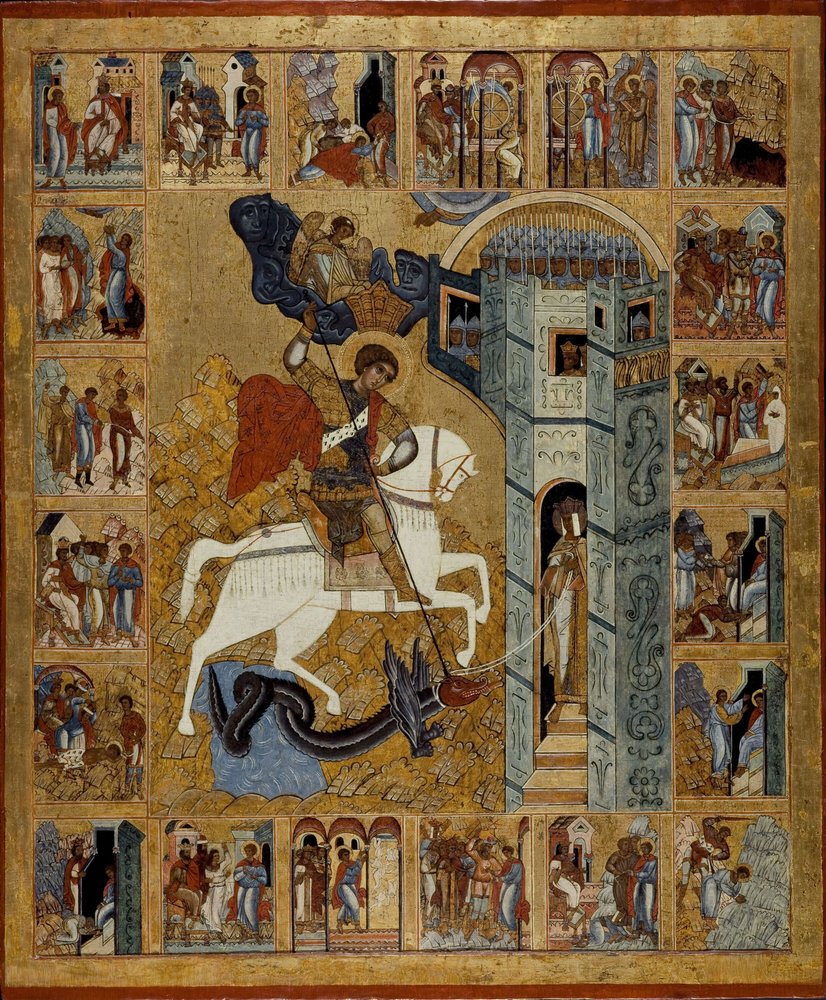 Saint George with Scenes from His Life by Russian icon.