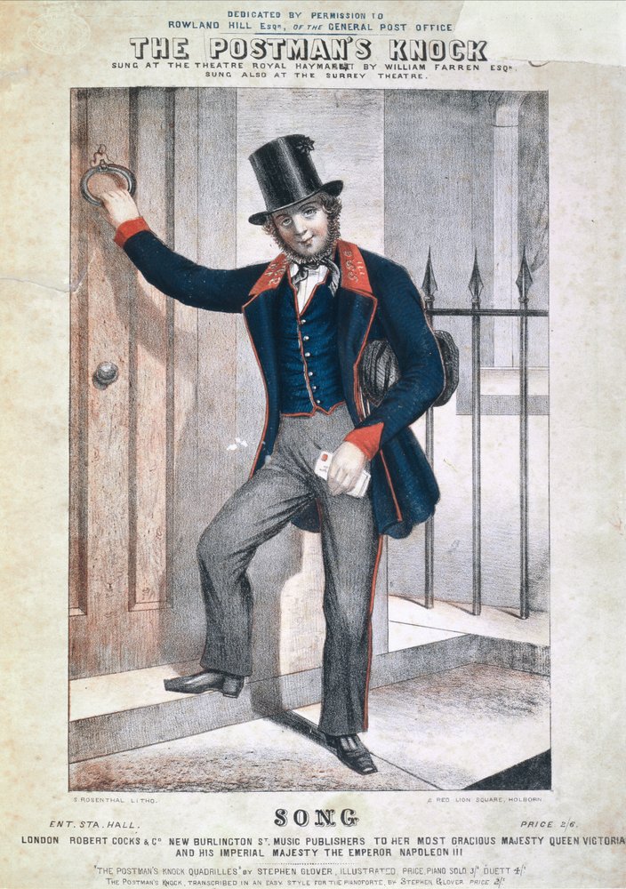 The Postman's Knock, cover of a song sheet, by Stephen Glover (1812-70)