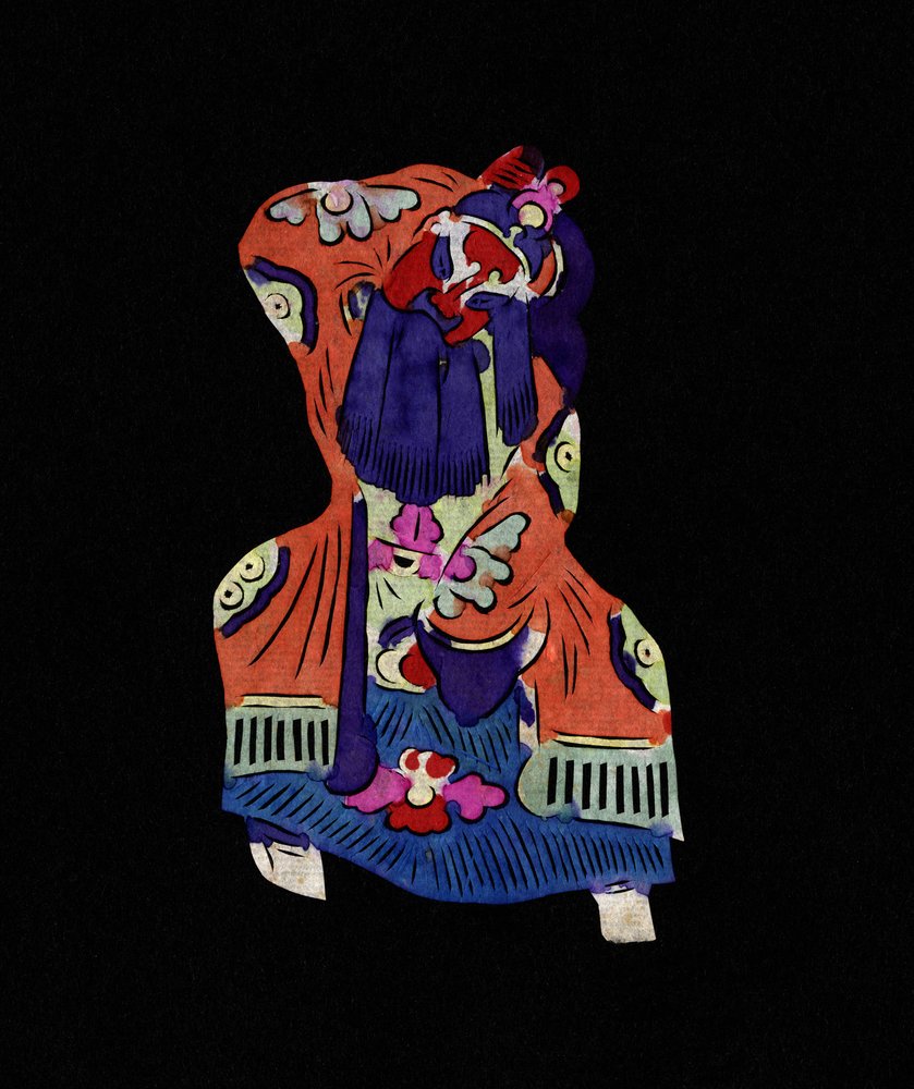Male Character of the Beijing Opera. Painted Paper Cutting or "Jian Zhi", Chinese Folk Art, Beijing by School Chinese
