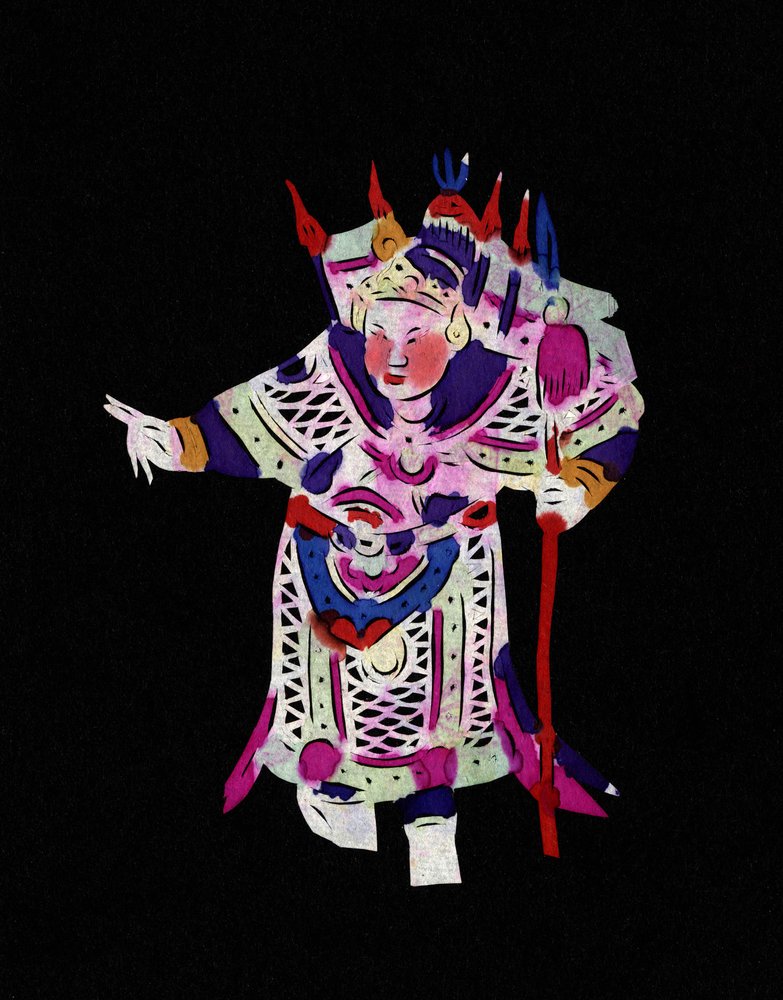 Male Character of the Beijing Opera. Painted Paper Cutting or "Jian Zhi", Chinese Folk Art, Beijing by School Chinese