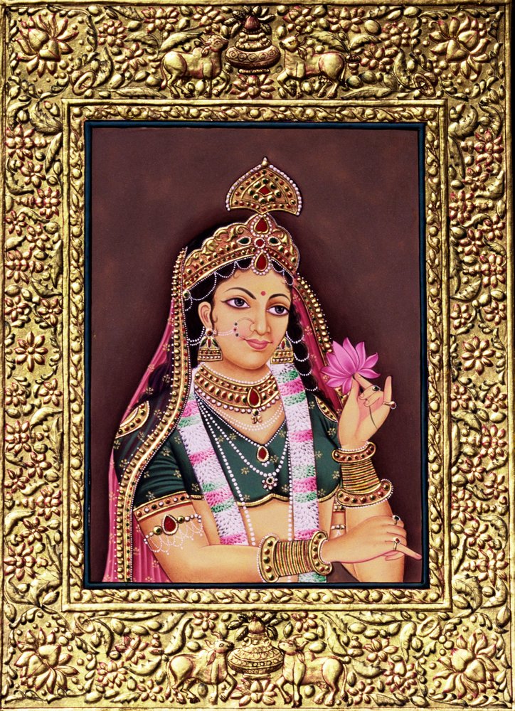 Radha with Gold Embossing by School Indian