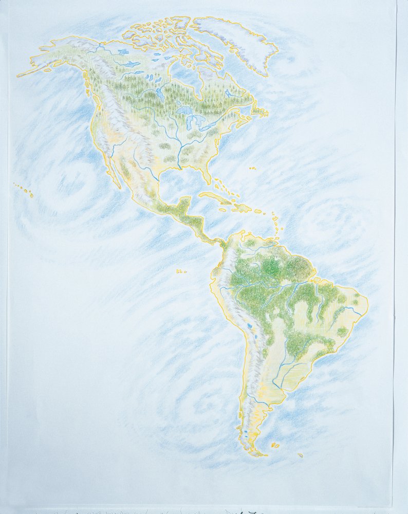 Physical Map Of America By School Italian Fine Art Print School Italian Physical Map Of America (colour Litho) (MeisterDrucke 1082107) 