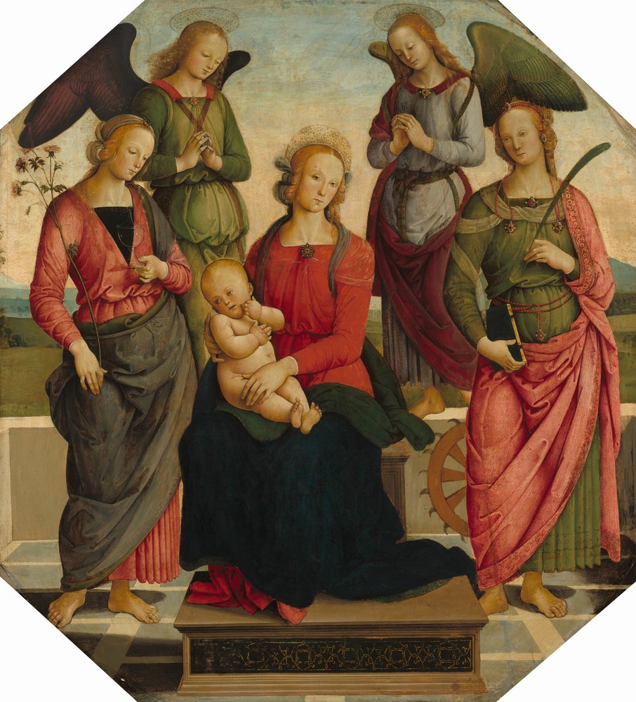 Madonna and Child with Two Angels, Saint Rose, and Saint Catherine of ...