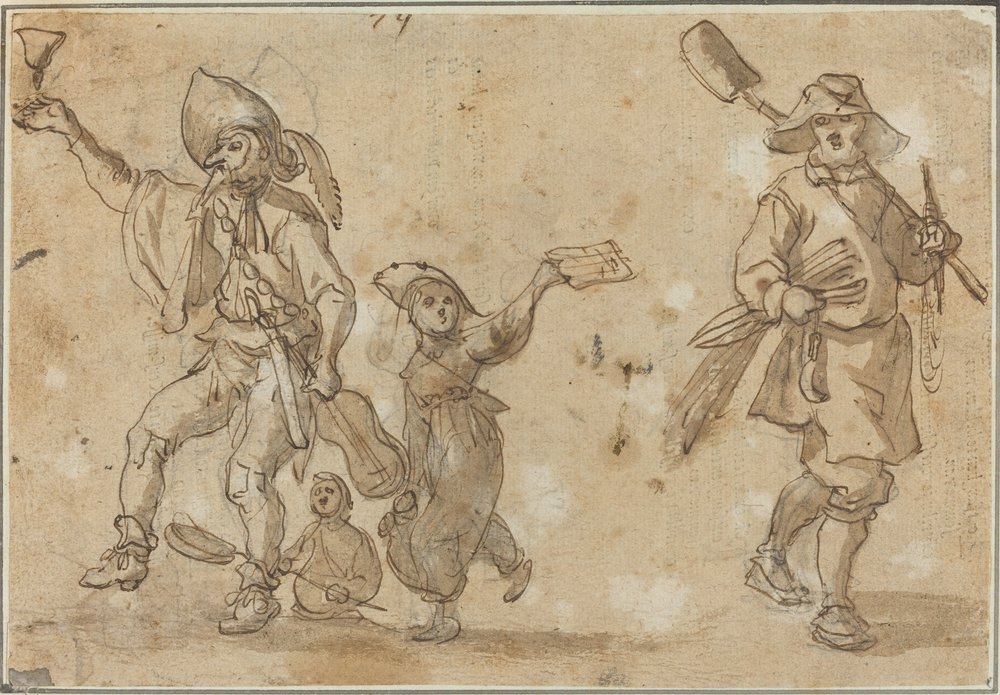 Three Revelers and a Gardener by Sebastian Vrancx