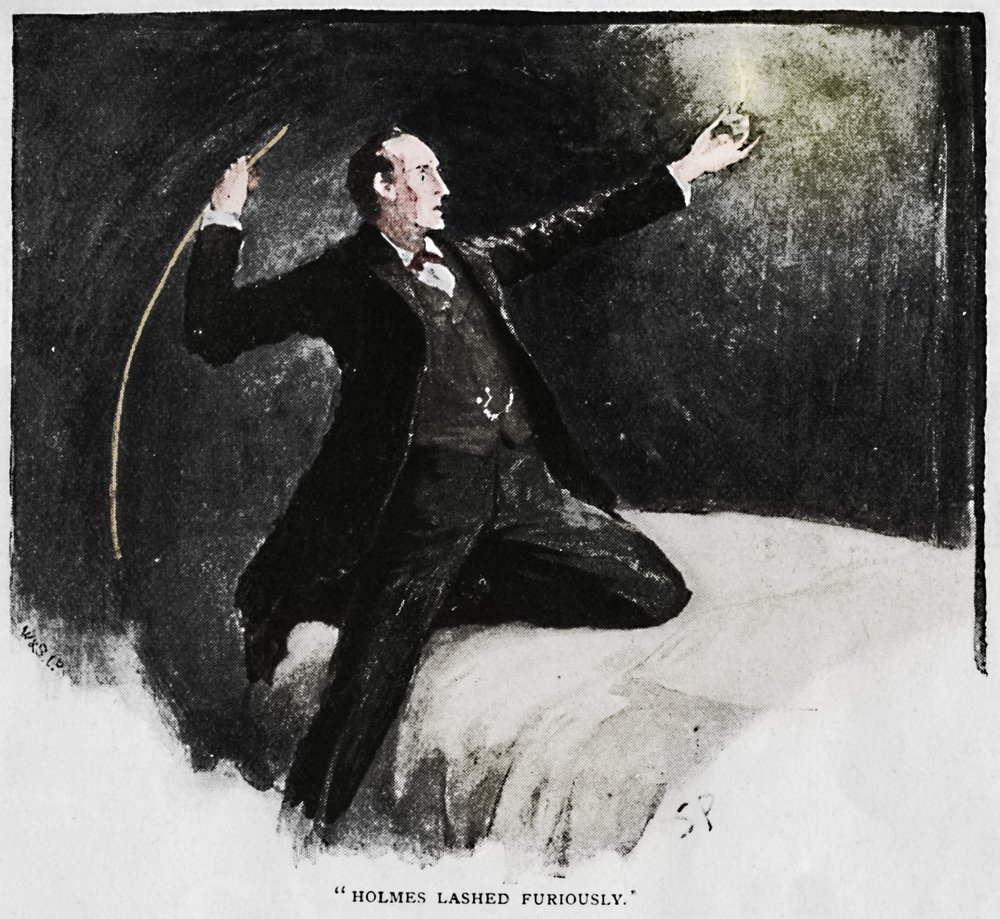 Holmes Lashed Furiously by Sidney Paget: Fine art print