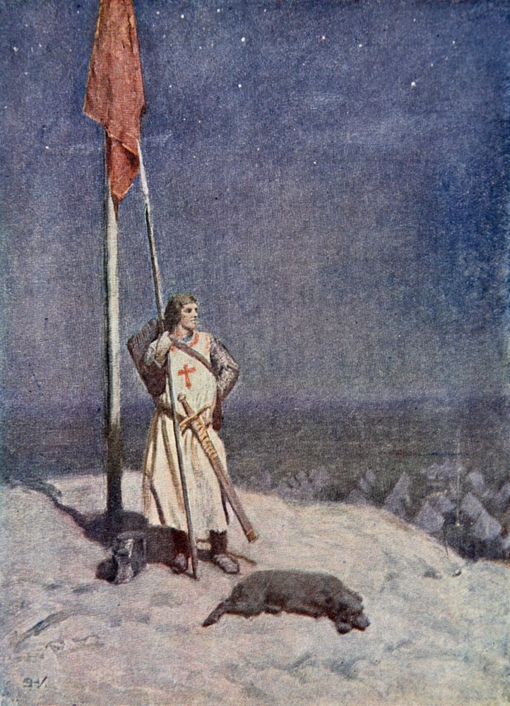 The Knight stands watch on St. George's Mount with the banner of ...