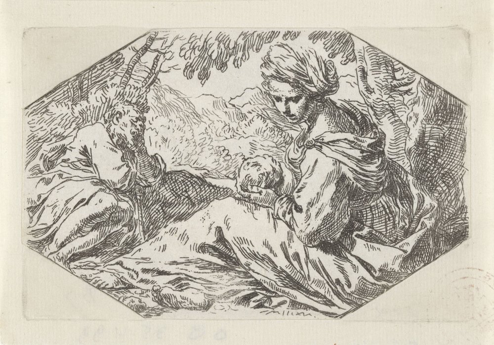 Rest on the flight to Egypt by Simone Cantarini