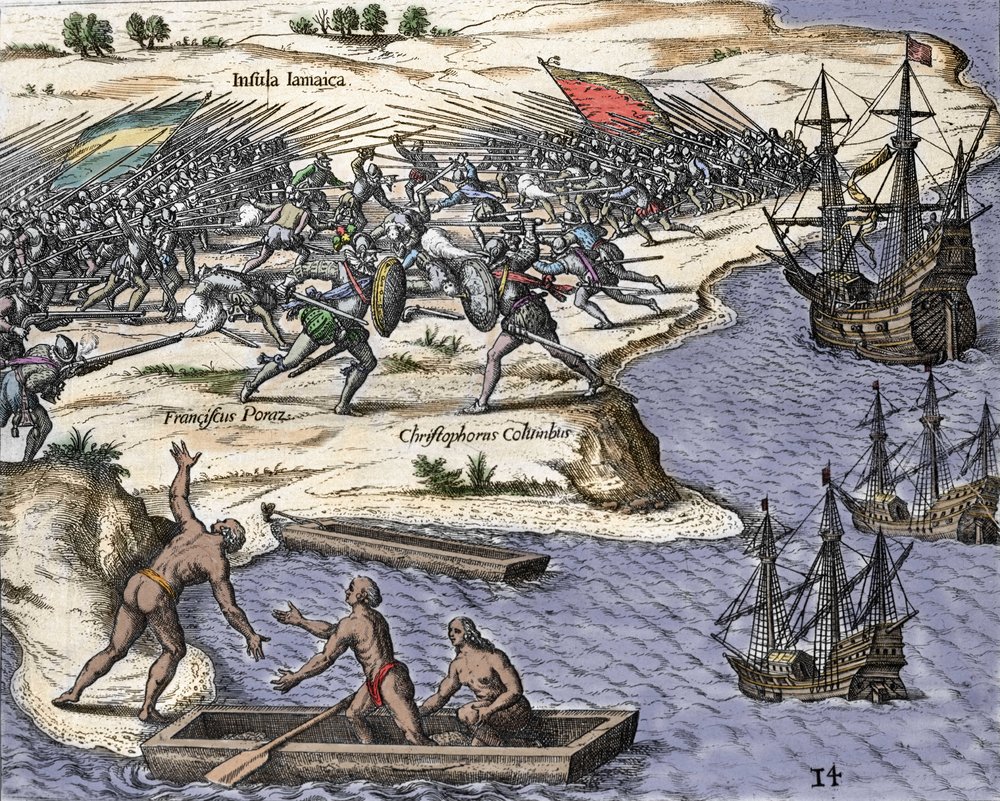 Christopher Columbus's fourth trip to Jamaica in 1502-1504: battle