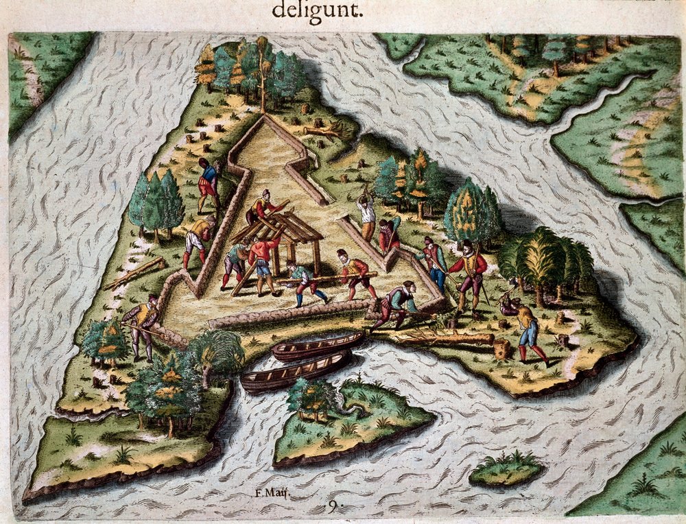 History of America: 'Construction of a triangular fort by the French ...