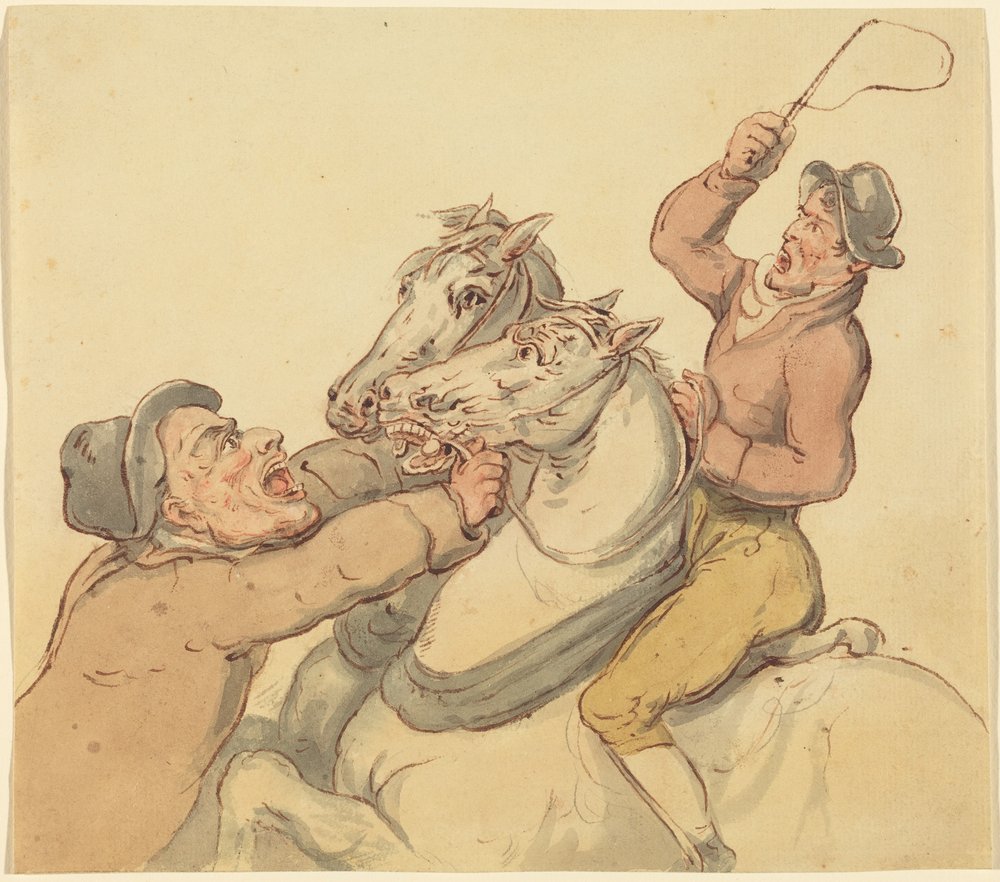 Drovers with a Pair of Rearing Horses by Thomas Rowlandson