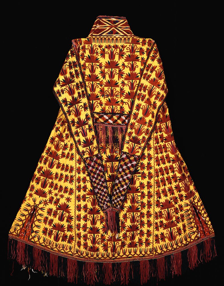 A Married Woman's Ceremonial Robe of Yellow Silk with Columns of ...