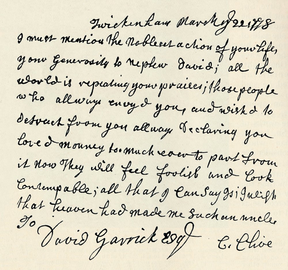 Facsimile of autograph letter by Kitty Clive, 1907 by Unbekannt