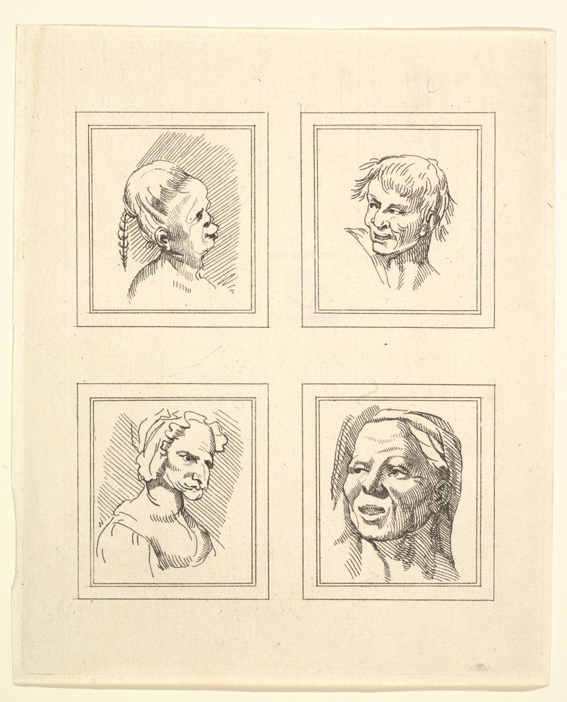 Four Heads from Caricatures by Leonardo da Vinci, from Drawings by ...