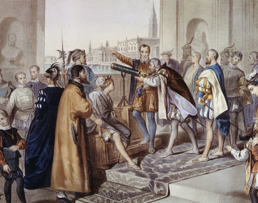 Galileo Galilei Demonstrating His Invention the Telescope by Unbekannter Künstler
