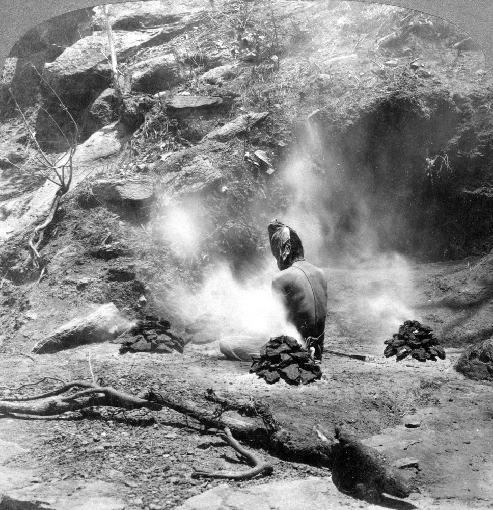 A Hermit Doing Penance at Gem Lake, Mount Abu, India by Underwood and Underwood