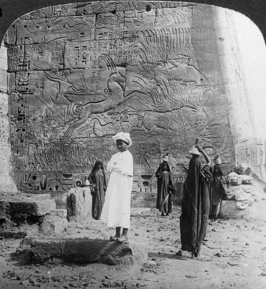 The Hunting of the Wild Bull, Carved on a Temple Wall at Medinet Habu ...