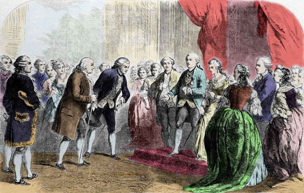 Benjamin Franklin (1706-1790), philosopher, physicist and American ambassador received by the King of France Louis XVI, February 6 by Unknown artist