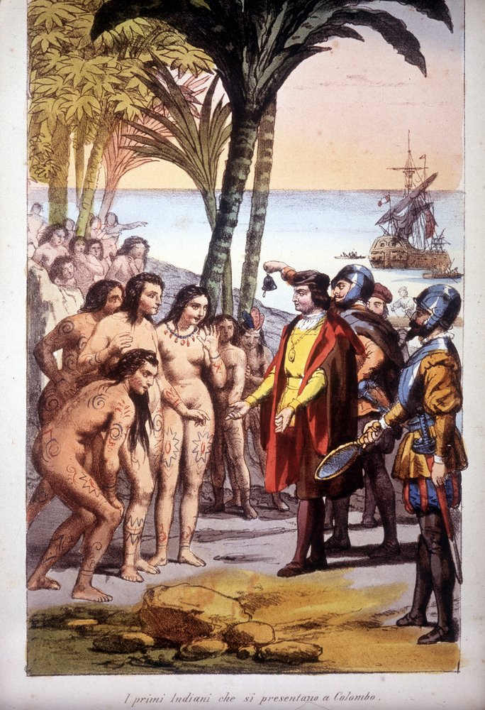 Christopher Columbus's landing in San Salvador (Bahamas) on 12/10